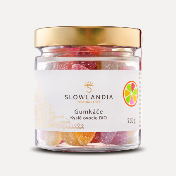 BIO Vegánske Gumené Kyslé Ovocie v skle.